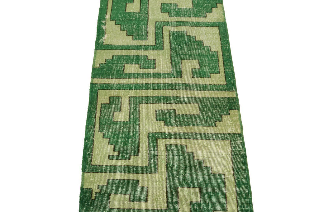 Vintage Zeki Muren Runner In Green Geometric Patterns