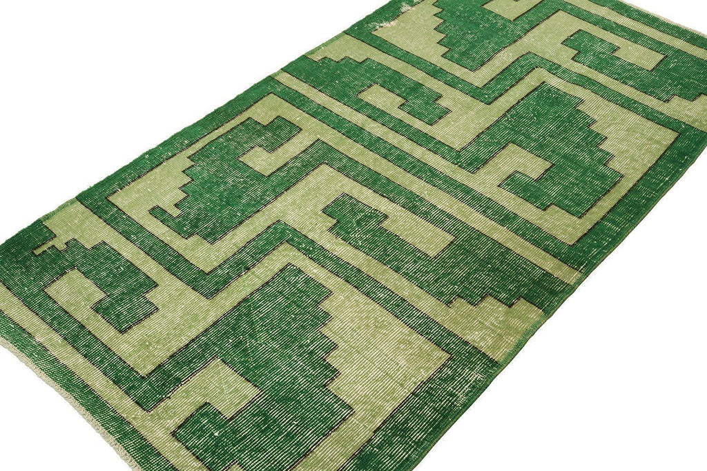 Vintage Zeki Muren Runner In Green Geometric Patterns