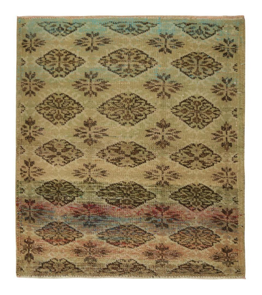 Distressed Style Zeki Muren Rug In Beige Brown Patterns