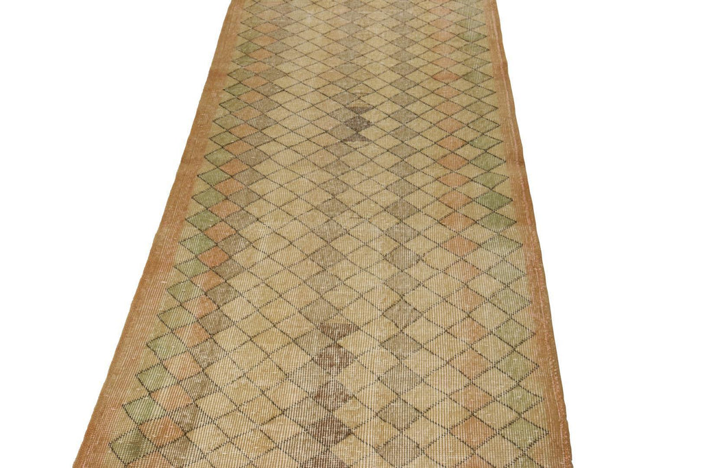 Vintage Zeki Muren Rug In Beige Green Geometric Pattern