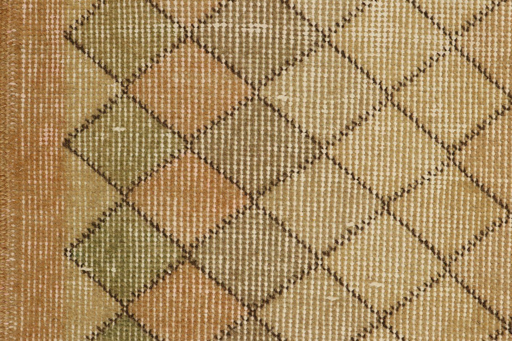 Vintage Zeki Muren Rug In Beige Green Geometric Pattern