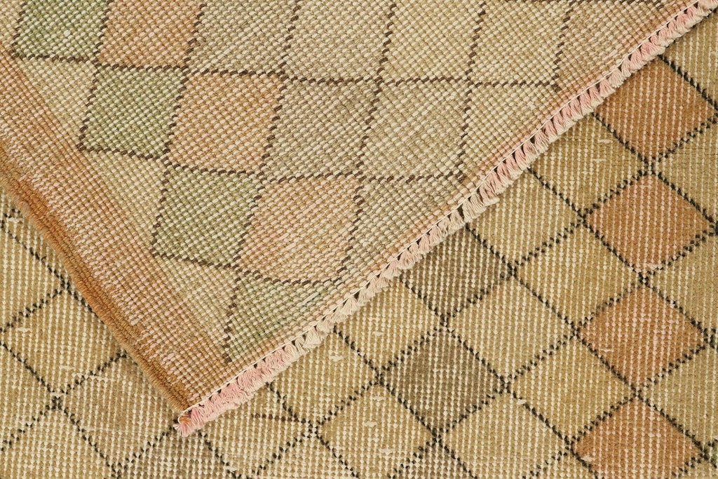 Vintage Zeki Muren Rug In Beige Green Geometric Pattern