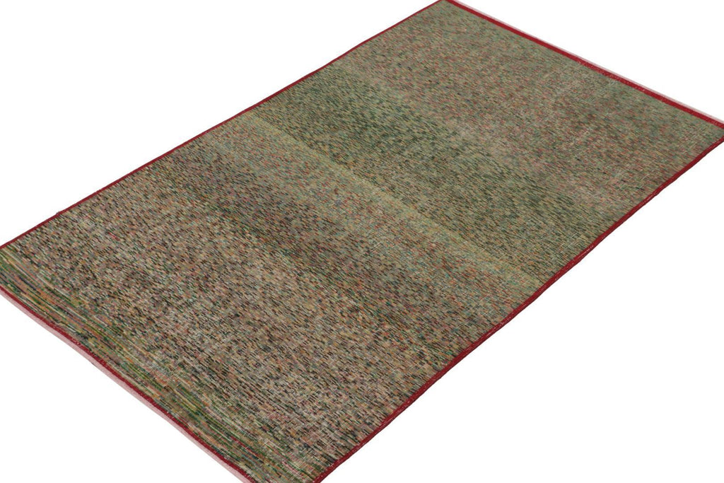 Vintage Zeki Muren Rug In Green With Polychromatic Geometry