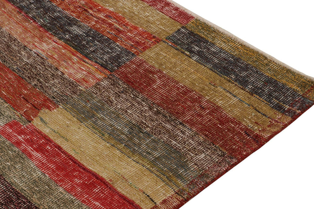 Vintage Distressed Zeki Muren Rug In Polychromatic Stripes 4X7