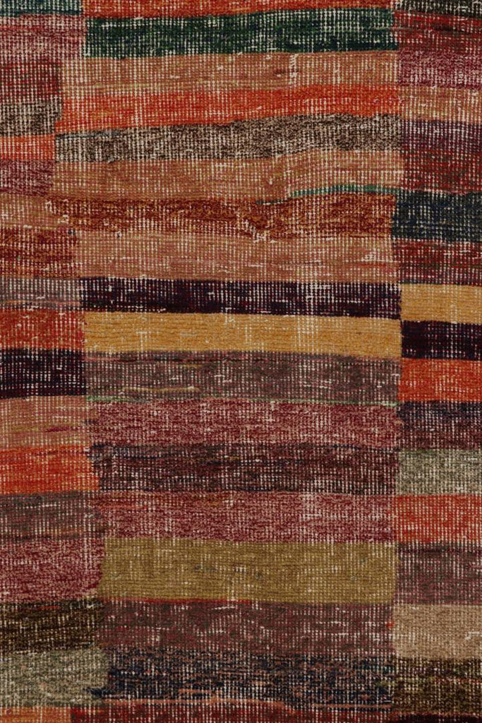 Vintage Distressed Zeki Muren Rug In Polychromatic Stripes 4X7