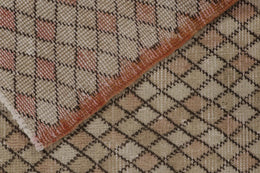 Vintage Zeki Muren Runner In Beige Brown Geometric Pattern