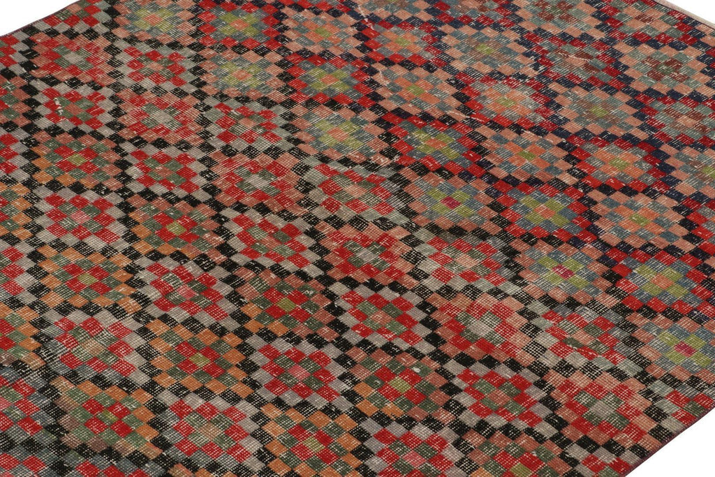 Vintage Zeki Muren Rug In Polychromatic Geometric Pattern 5x6