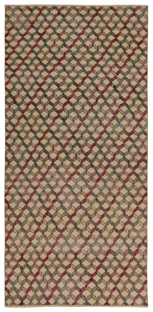 Vintage Zeki Muren Rug In Polychromatic Cubist Pattern