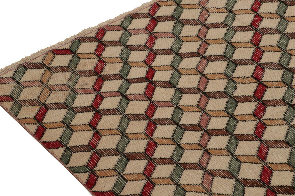 Vintage Zeki Muren Rug In Polychromatic Cubist Pattern