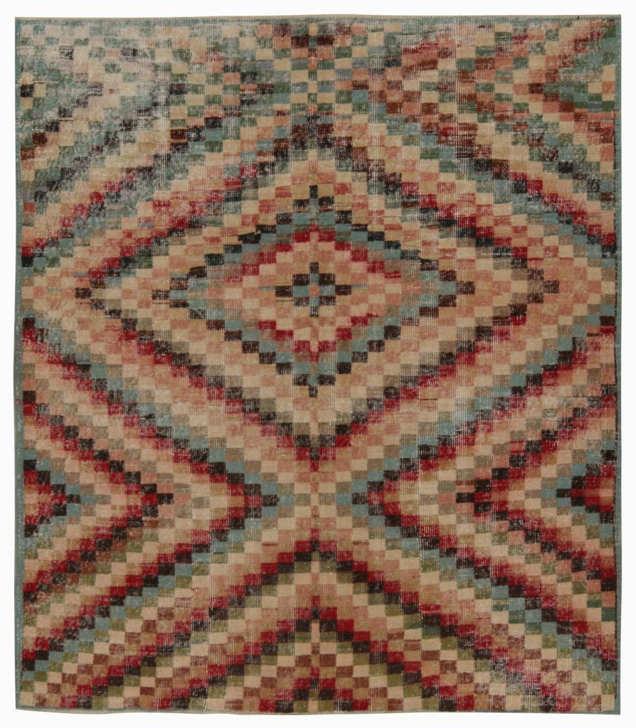 Vintage Zeki Muren Rug With Polychromatic Geometric Pattern 6×6