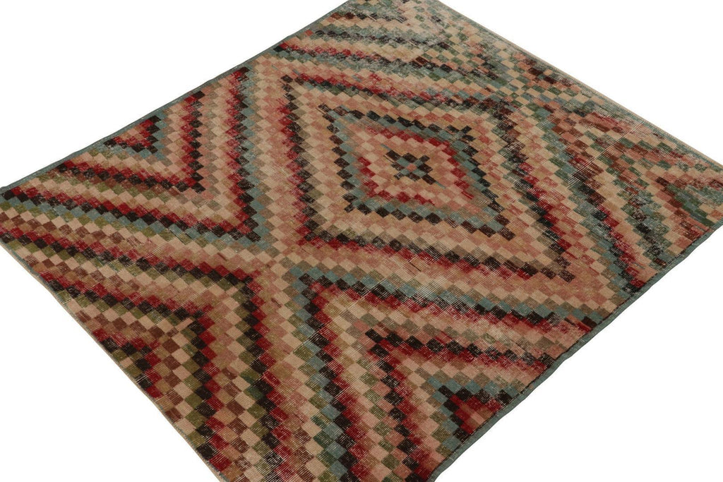 Vintage Zeki Muren Rug With Polychromatic Geometric Pattern 6×6