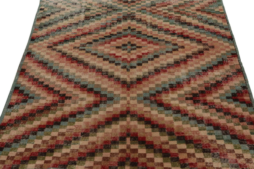 Vintage Zeki Muren Rug With Polychromatic Geometric Pattern 6×6