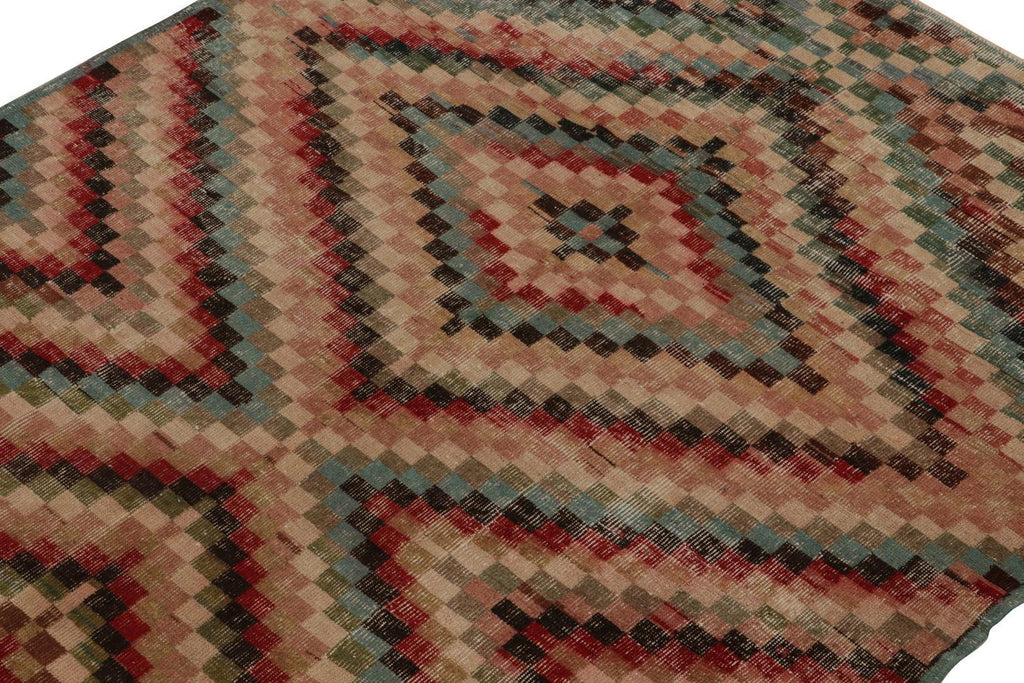 Vintage Zeki Muren Rug With Polychromatic Geometric Pattern 6×6