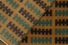 Vintage Zeki Muren Runner In Ochre Teal & Black Geometric Pattern Rug & Kilim