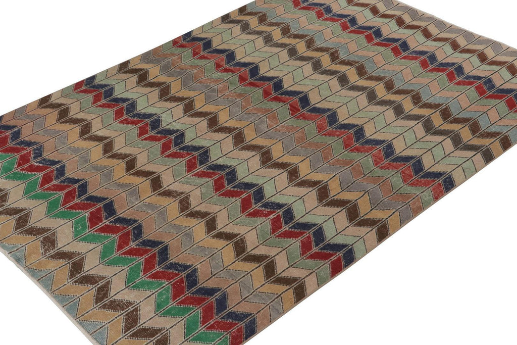 Vintage Zeki Muren Rug In Polychromatic Chevron Patterns 6x9