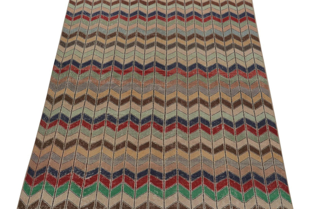 Vintage Zeki Muren Rug In Polychromatic Chevron Patterns 6x9