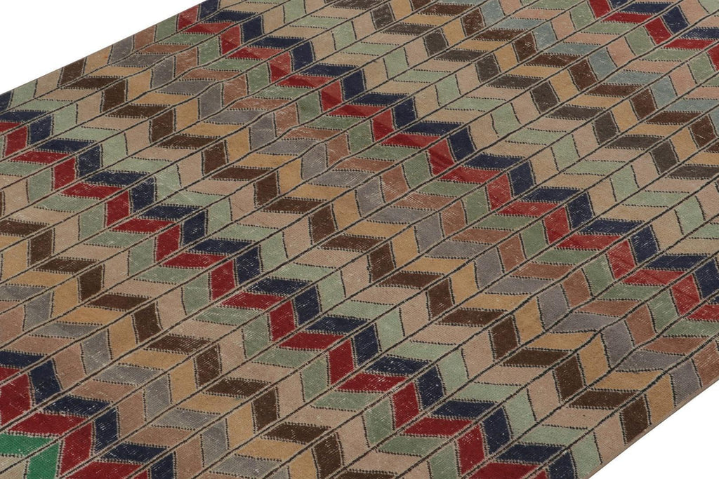 Vintage Zeki Muren Rug In Polychromatic Chevron Patterns 6x9