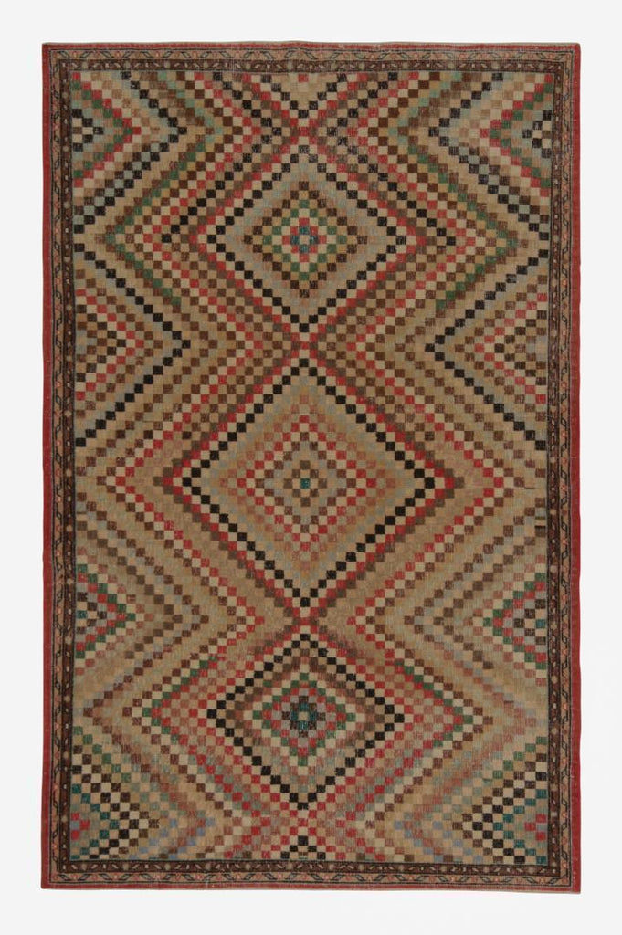 Vintage Zeki Muren Rug In Polychromatic Geometric Pattern 6x9