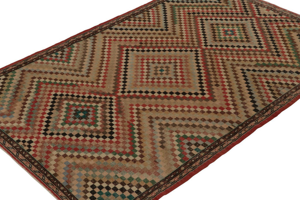 Vintage Zeki Muren Rug In Polychromatic Geometric Pattern 6x9