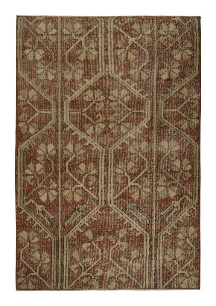 Vintage Zeki Muren Rug In Brown With Beige Pattern