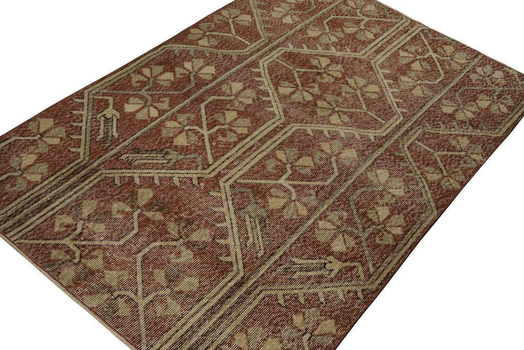 Vintage Zeki Muren Rug In Brown With Beige Pattern