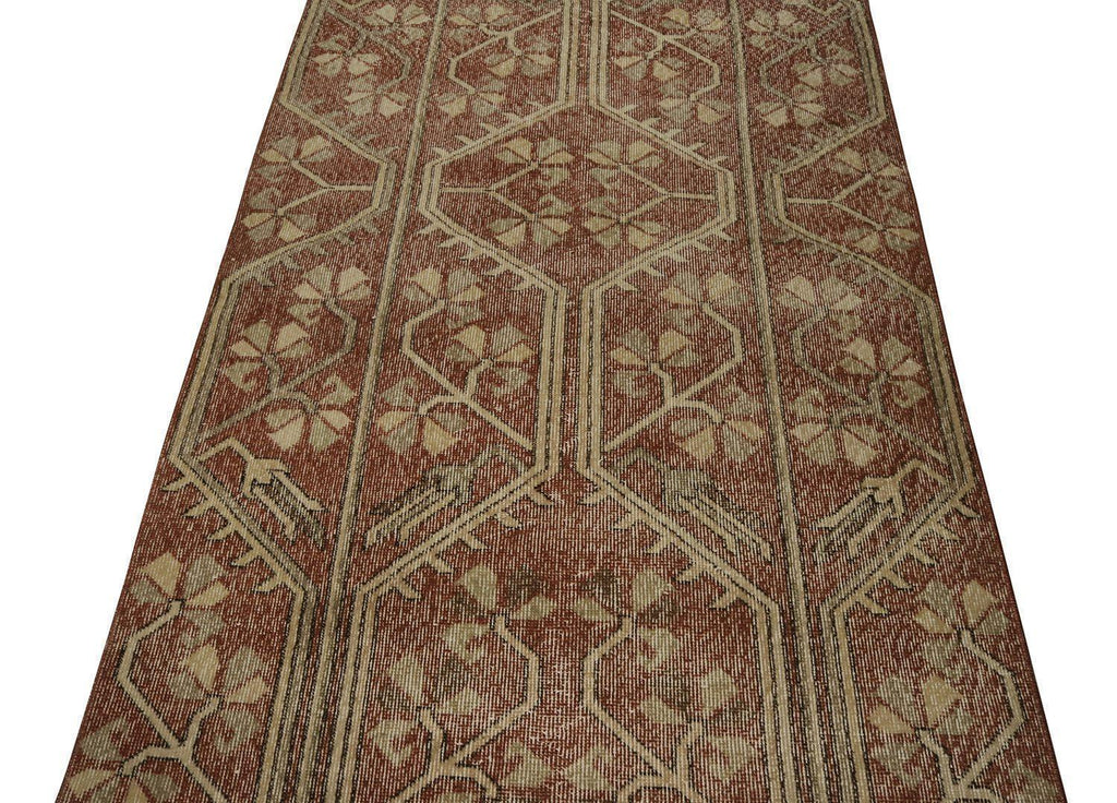 Vintage Zeki Muren Rug In Brown With Beige Pattern