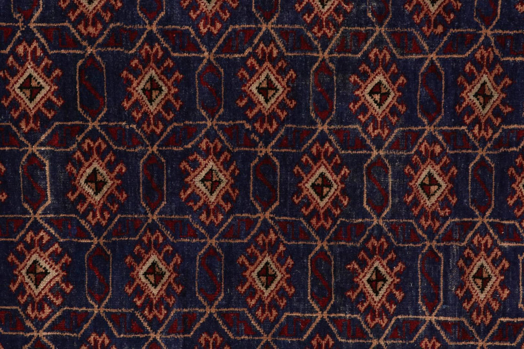 Vintage Zeki Muren Rug In Indigo With Red And Beige Pattern