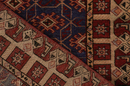 Vintage Zeki Muren Rug In Indigo With Red And Beige Pattern