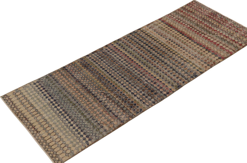 Vintage Zeki Muren Runner In Polychromatic Geometric Pattern