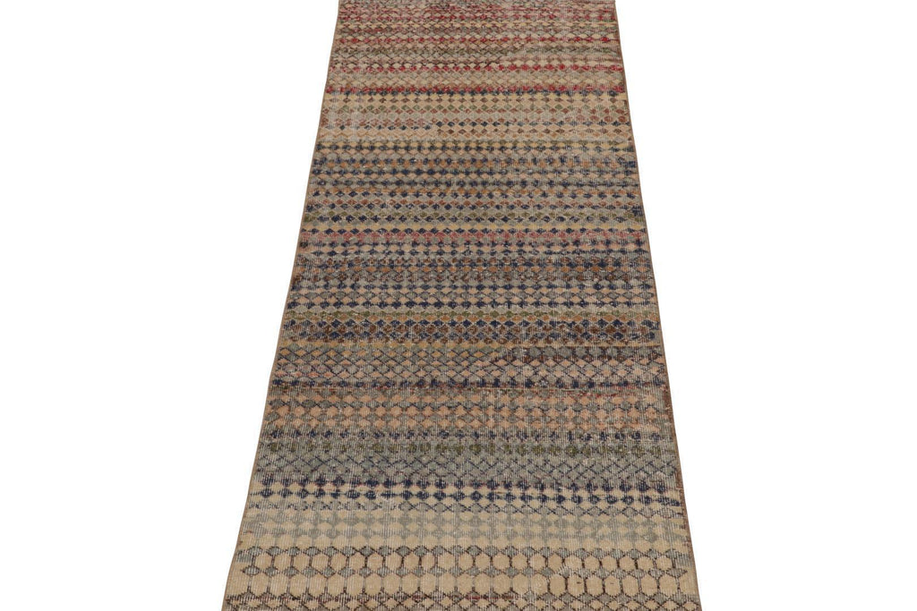 Vintage Zeki Muren Runner In Polychromatic Geometric Pattern