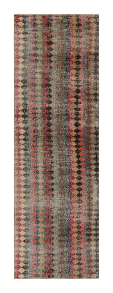 Vintage Zeki Muren Runner In Polychromatic Geometric Pattern 3X10