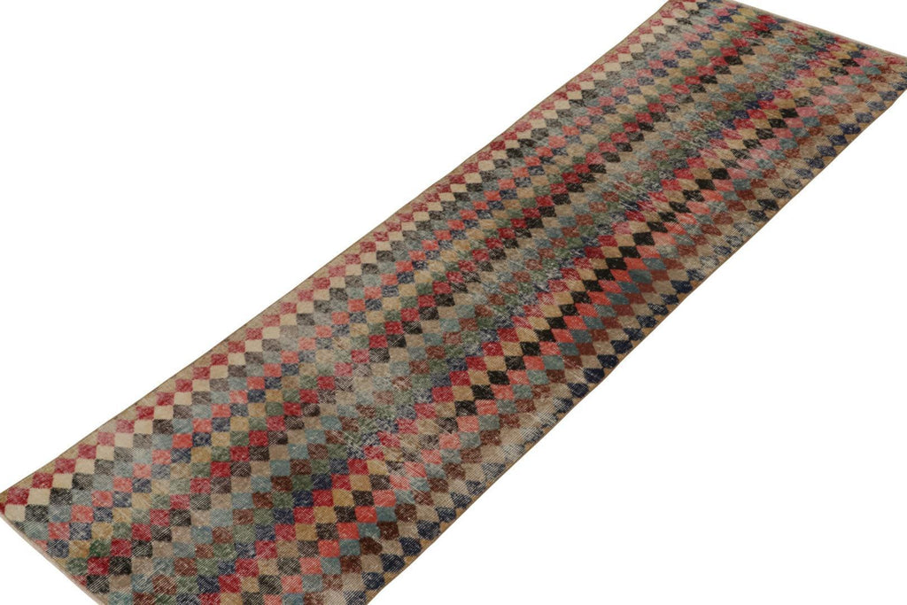 Vintage Zeki Muren Runner In Polychromatic Geometric Pattern 3X10