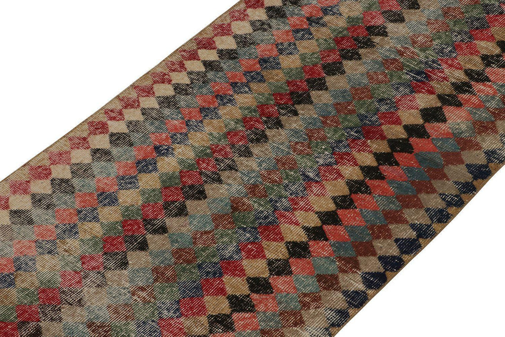 Vintage Zeki Muren Runner In Polychromatic Geometric Pattern 3X10