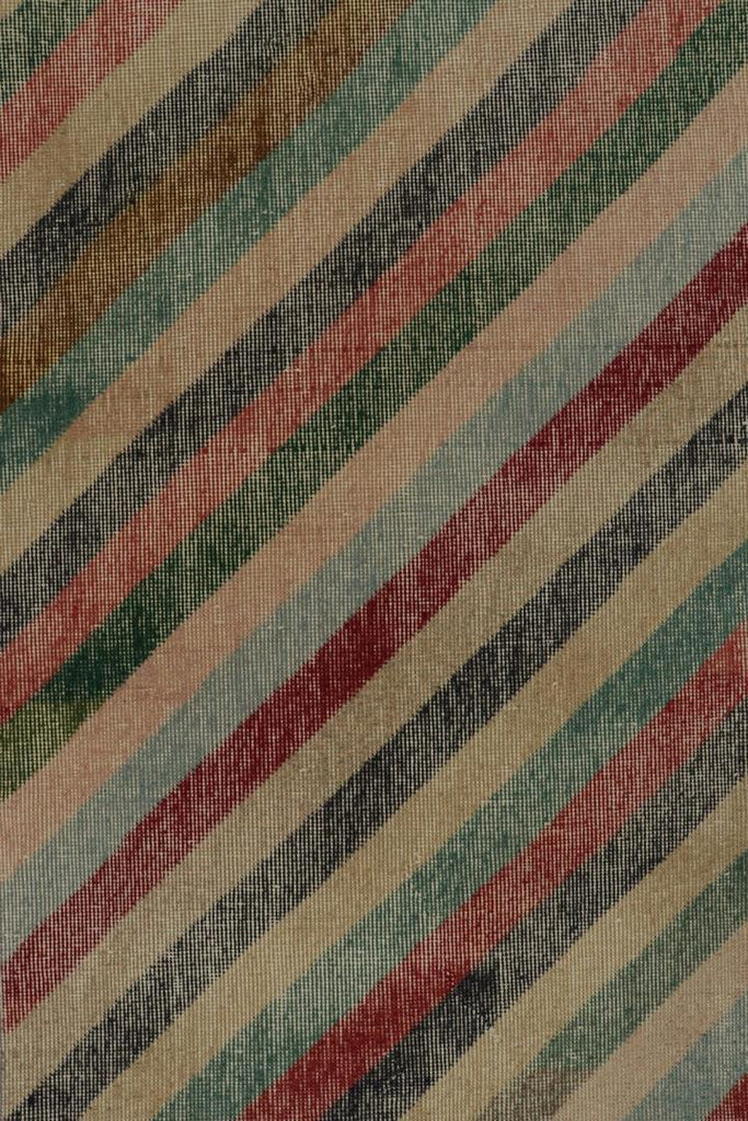 Vintage Distressed Zeki Muren Rug In Polychromatic Stripes 4X8