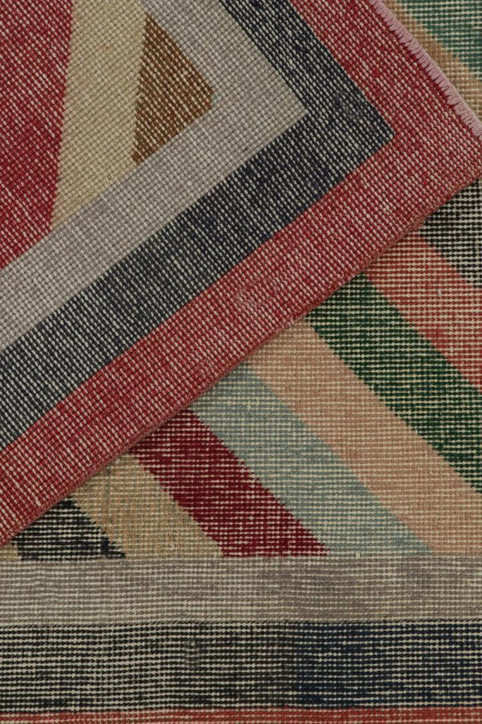 Vintage Distressed Zeki Muren Rug In Polychromatic Stripes 4X8