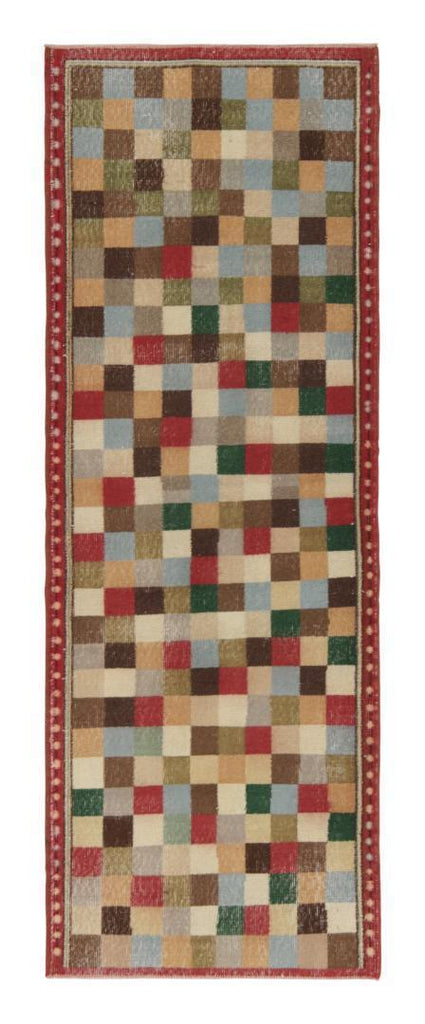 Vintage Zeki Muren Runner In Polychromatic Geometric Pattern 3x8