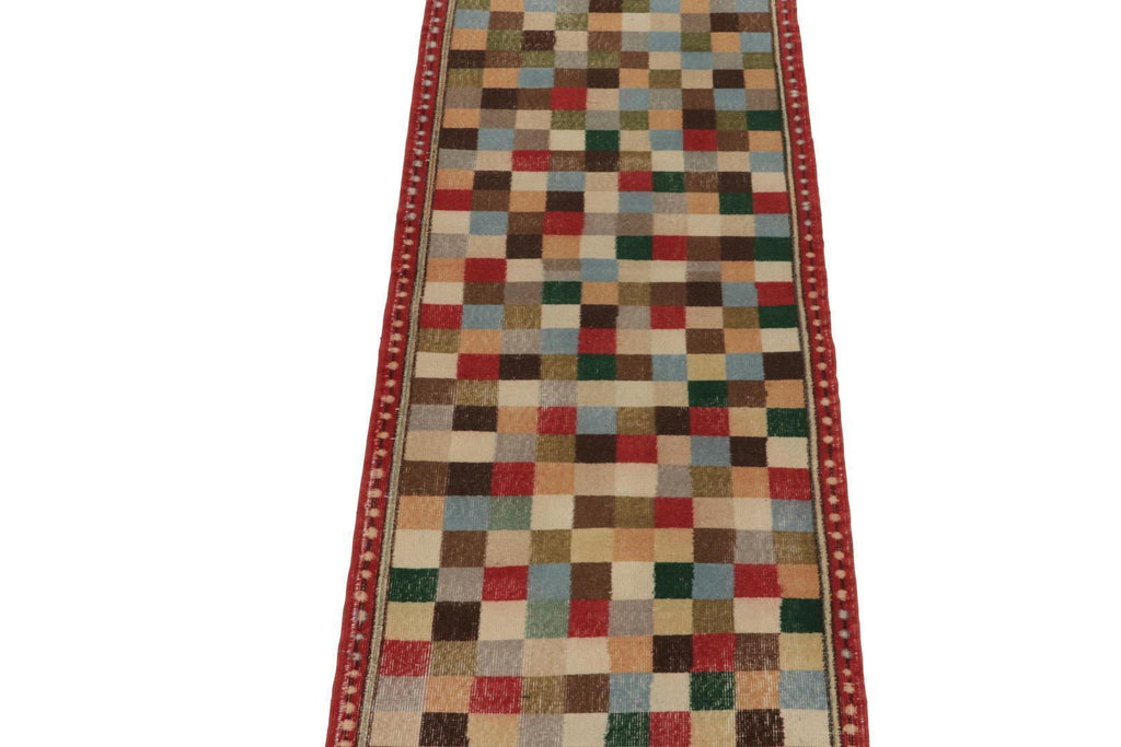 Vintage Zeki Muren Runner In Polychromatic Geometric Pattern 3x8