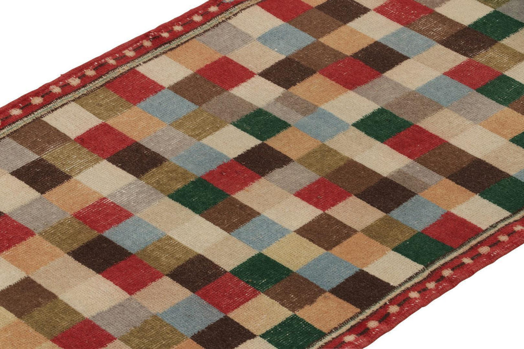 Vintage Zeki Muren Runner In Polychromatic Geometric Pattern 3x8