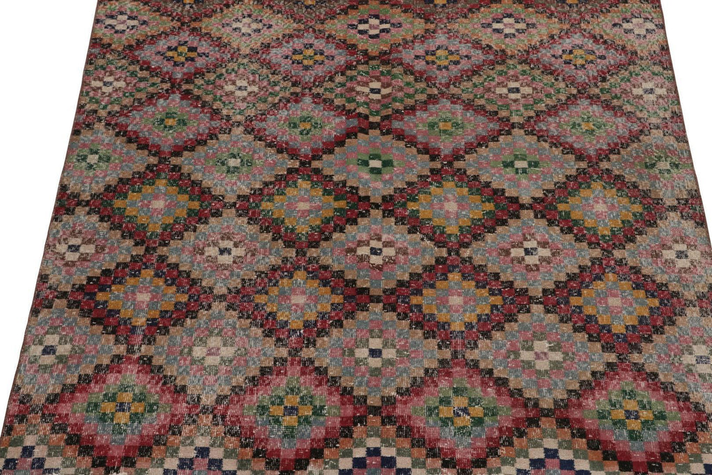 Vintage Zeki Muren Rug In Polychromatic Geometric Pattern 6x6