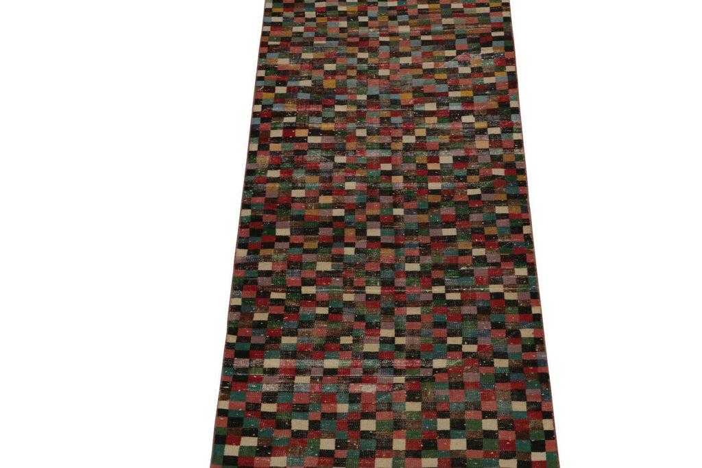 Vintage Zeki Muren Runner Rug In Polychromatic Geometric Pattern