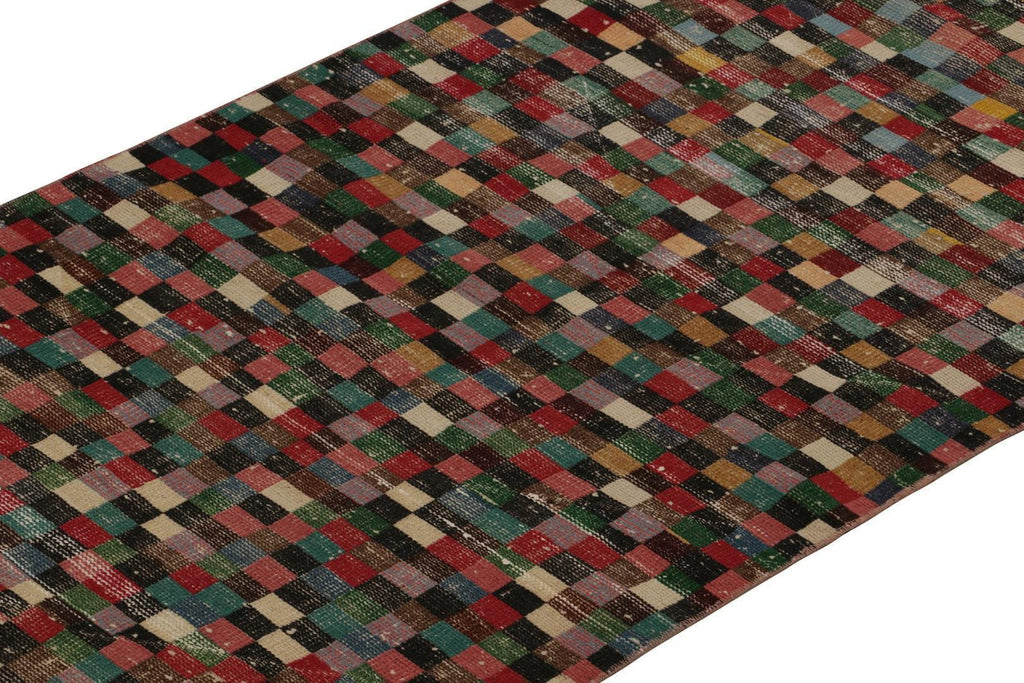 Vintage Zeki Muren Runner Rug In Polychromatic Geometric Pattern