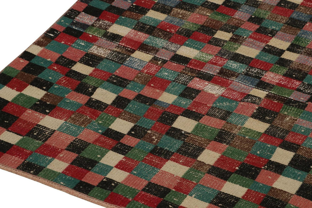 Vintage Zeki Muren Runner Rug In Polychromatic Geometric Pattern