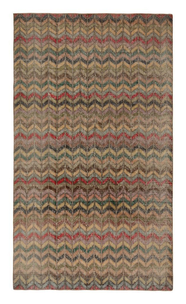 Vintage Zeki Muren Rug In Polychromatic Chevron Patterns 6x11