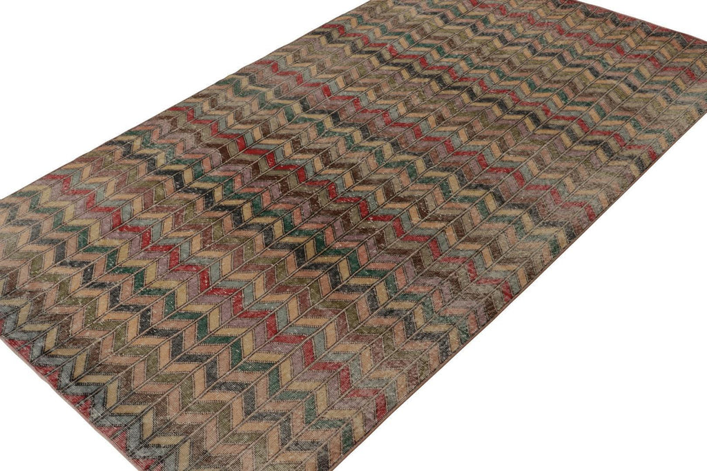 Vintage Zeki Muren Rug In Polychromatic Chevron Patterns 6x11