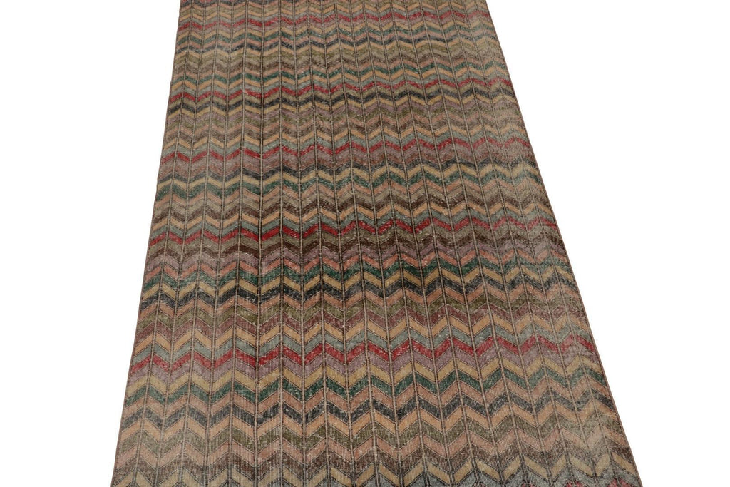 Vintage Zeki Muren Rug In Polychromatic Chevron Patterns 6x11