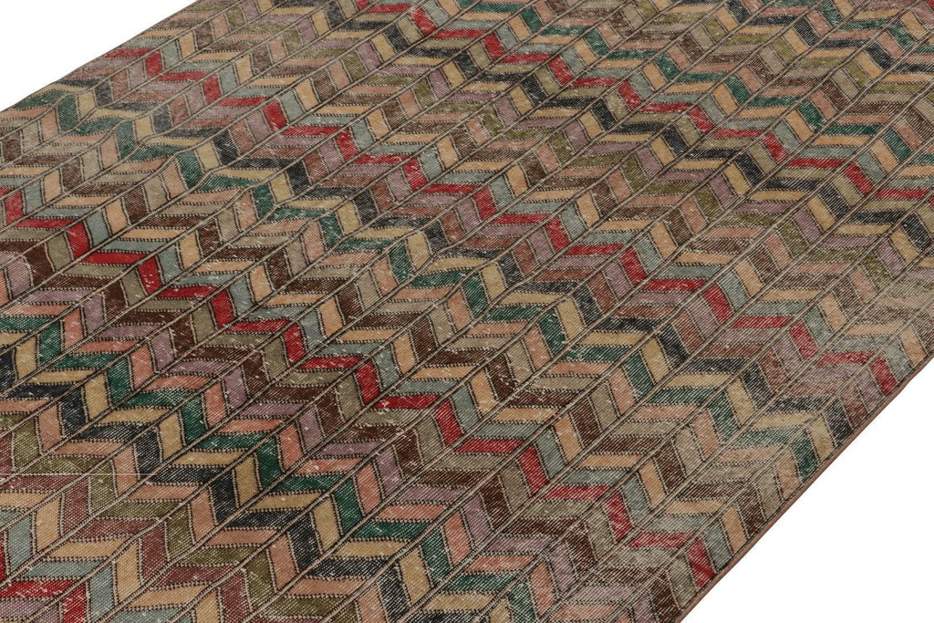 Vintage Zeki Muren Rug In Polychromatic Chevron Patterns 6x11