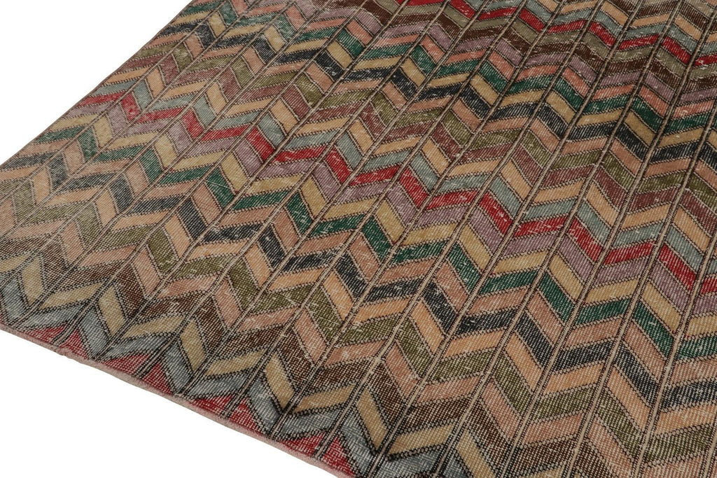 Vintage Zeki Muren Rug In Polychromatic Chevron Patterns 6x11