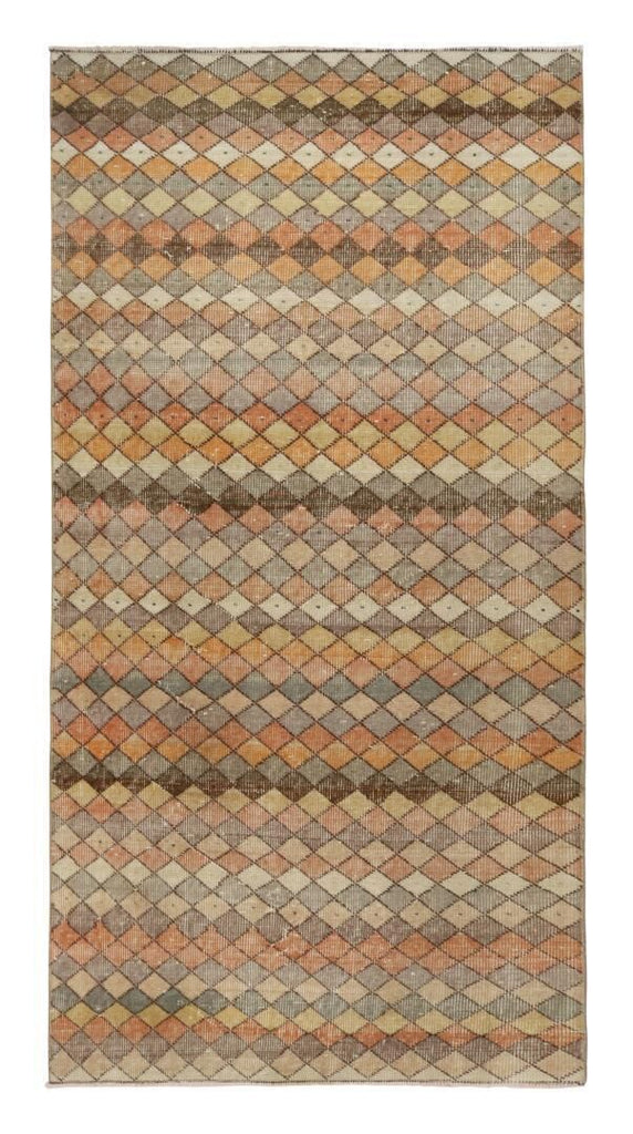 Vintage Zeki Muren Rug In Polychromatic Geometric Pattern 4x9