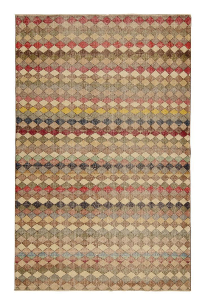 Vintage Zeki Muren Rug In Polychromatic Geometric Pattern 4×8