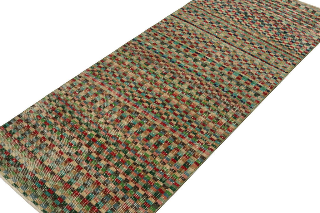 Vintage Zeki Muren Runner In Polychromatic Geometric Pattern 3x7